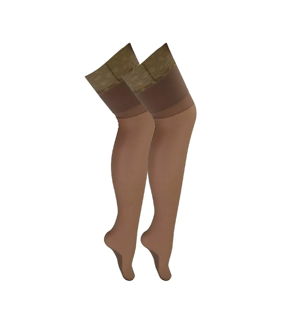 2 Pack Ladies Seamed Stockings with Lace Top