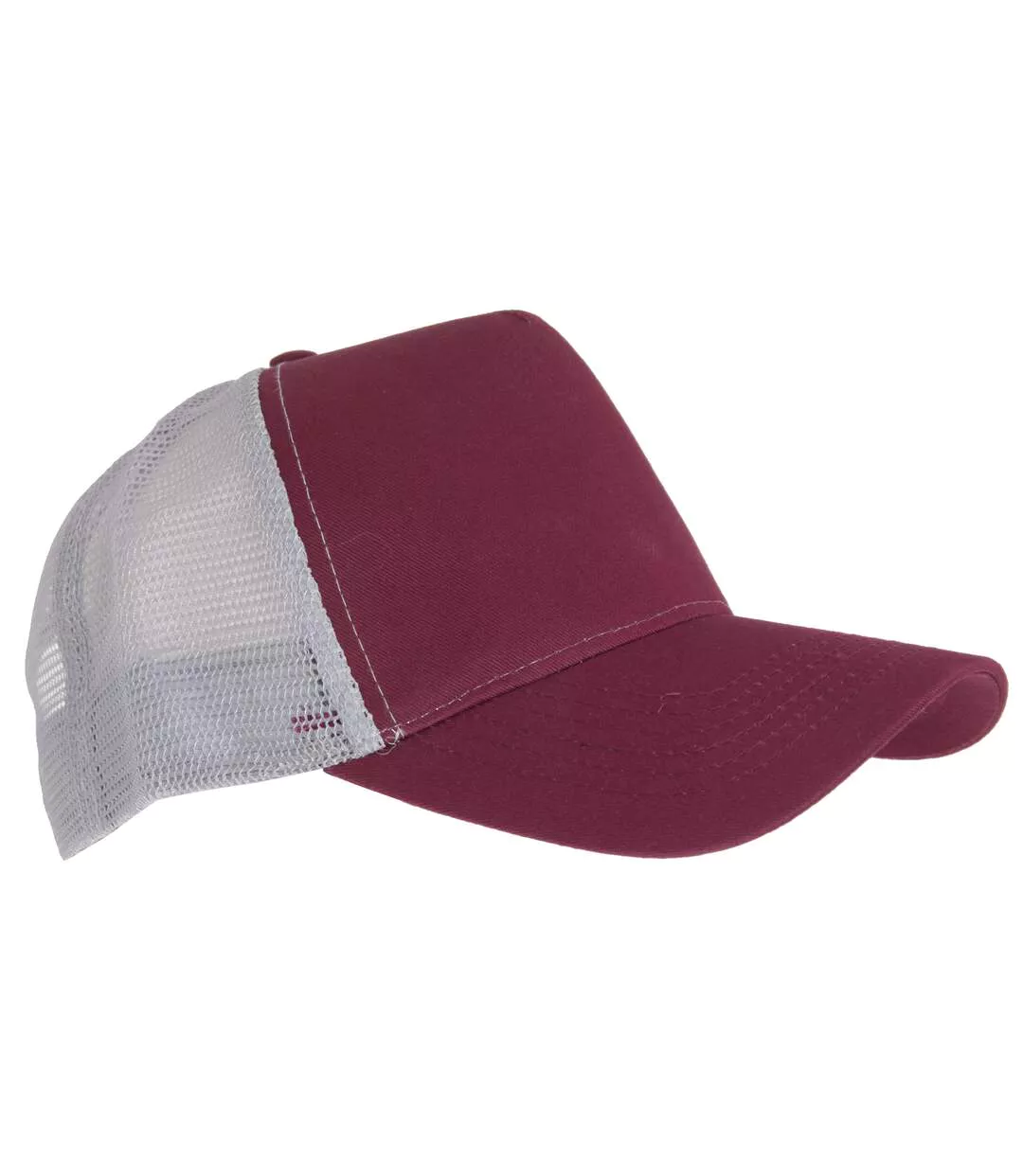 Beechfield Mens Half Mesh Trucker Cap / Headwear (Burgundy/ Light Grey) - UTRW260