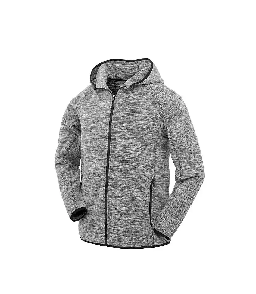Mens Microfleece Hoodie Grey Black Spiro