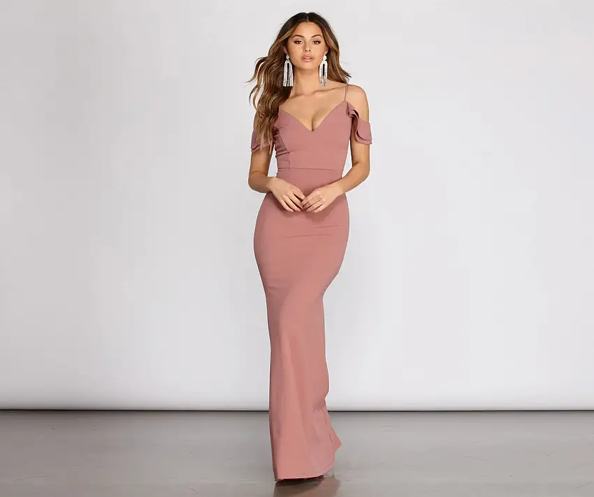 Reese Double Ruffle Off Shoulder Mermaid Dress