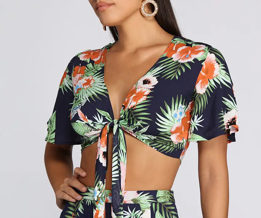 Coastal Vibes Tie Front Top