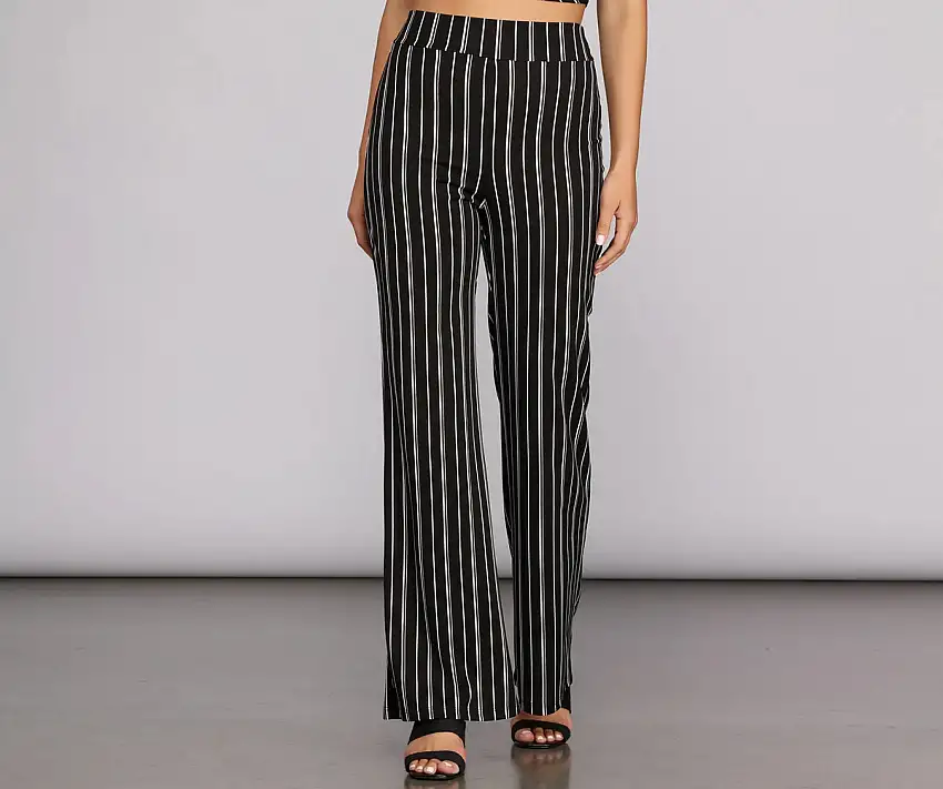 Sleek In Stripes High Waist Pants