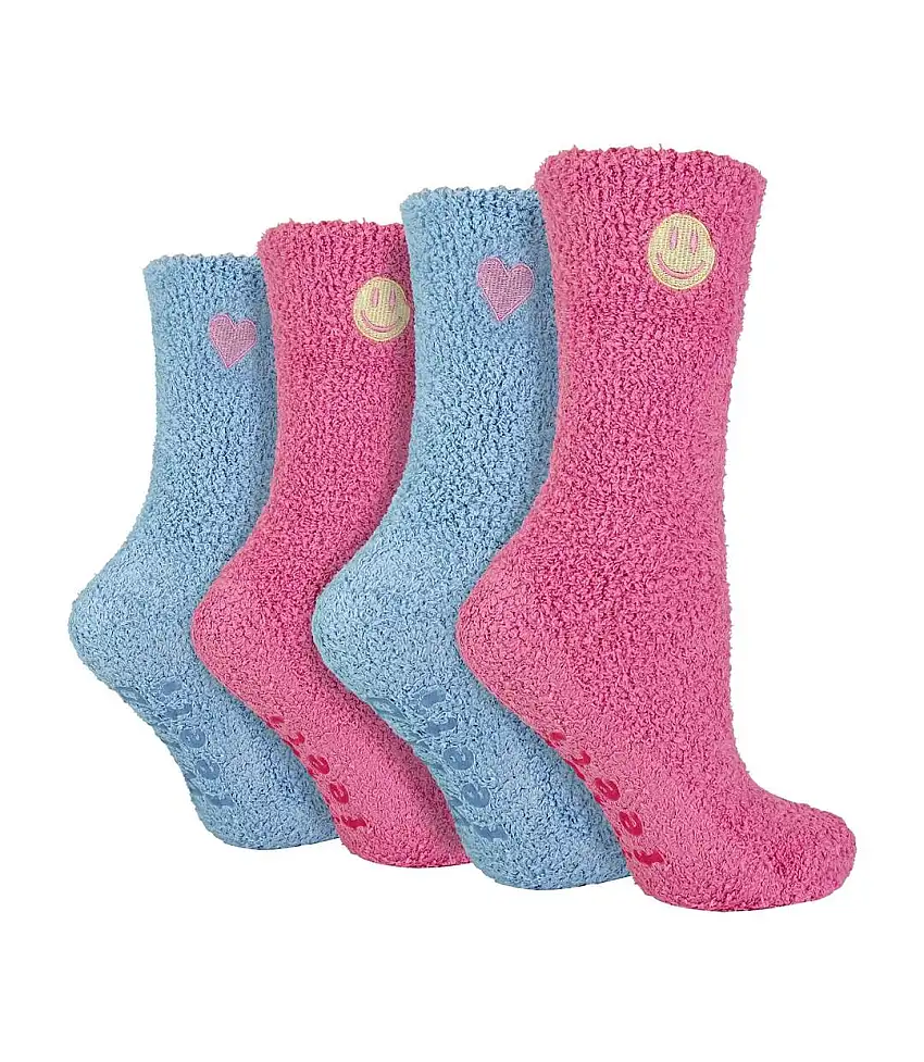 4 Pack Ladies Fleece Thermal Slipper Lounge Bed Socks for Ultimate Comfort