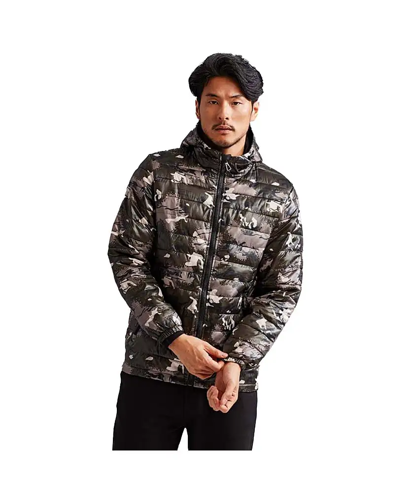 2786 Mens Hooded Water & Wind Resistant Padded Jacket (Camo Green) - UTRW3424