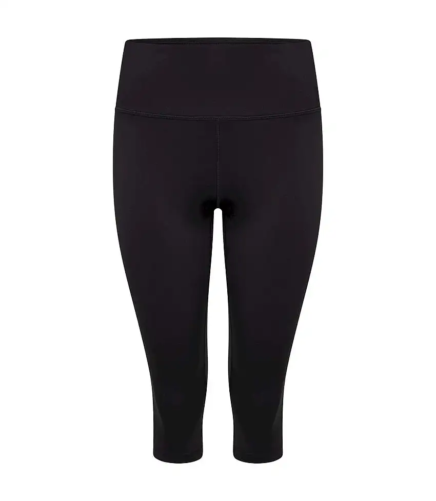 Womens/ladies Influential Plain Recycled 3/4 Leggings Black Dare 2B