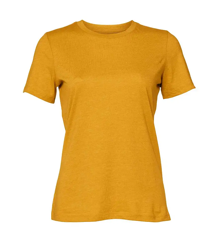 Womens/ladies Heather Relaxed Fit T-shirt Mustard Yellow Bella + Canvas