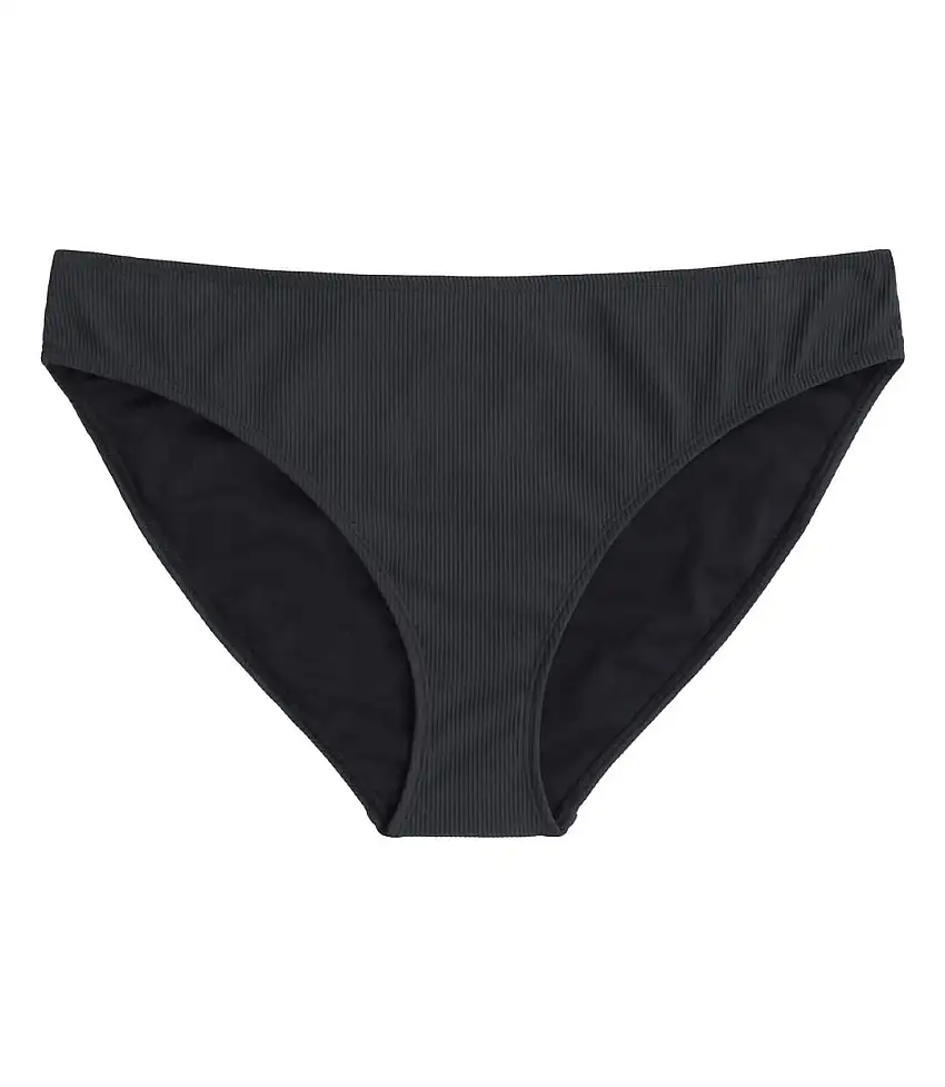Womens/ladies Florence Ribbed Bikini Bottoms Black Animal