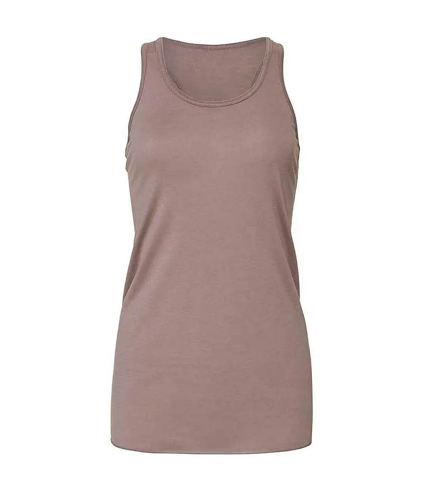 Womens/ladies Flowy Racerback Tank Top Pebble Brown Bella + Canvas