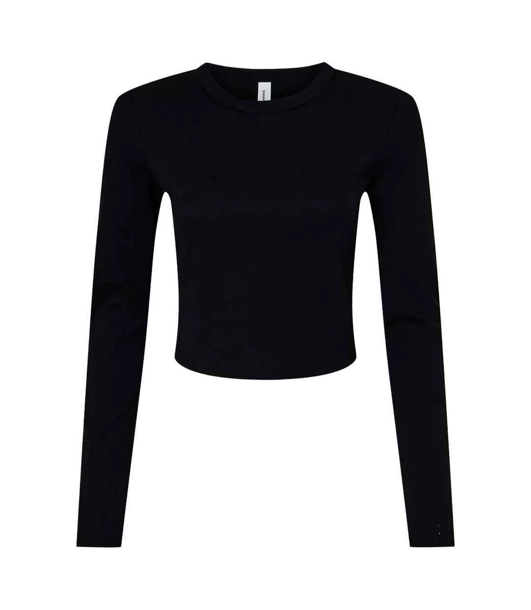 Womens/ladies Micro-rib Long-sleeved T-shirt Solid Black Bella + Canvas