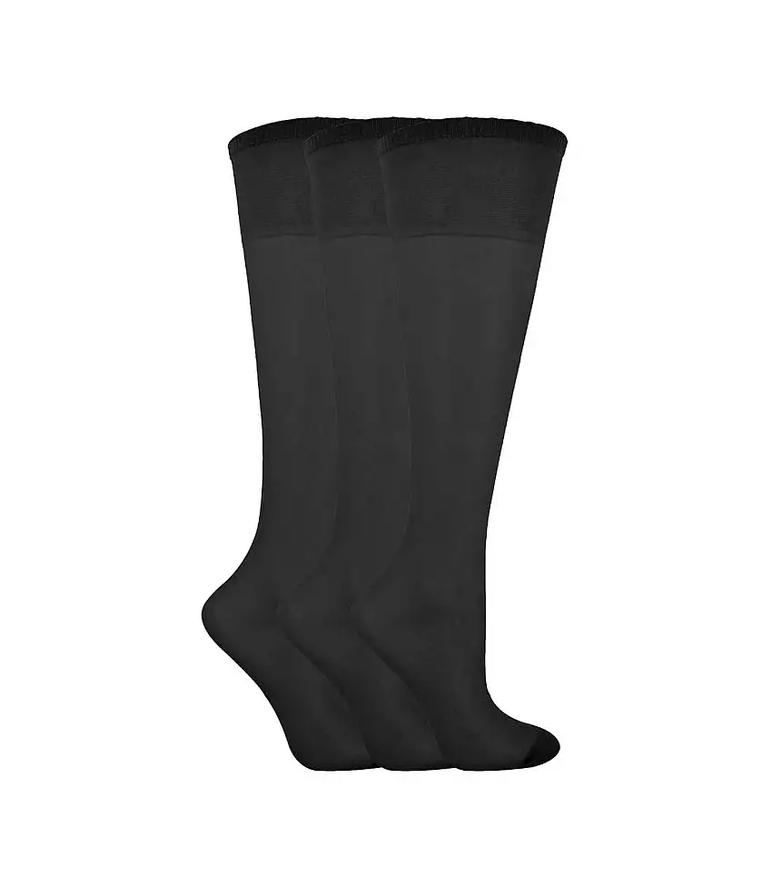 3 Pack Ladies Sheer 15 Denier Nylon Knee High Pop Socks