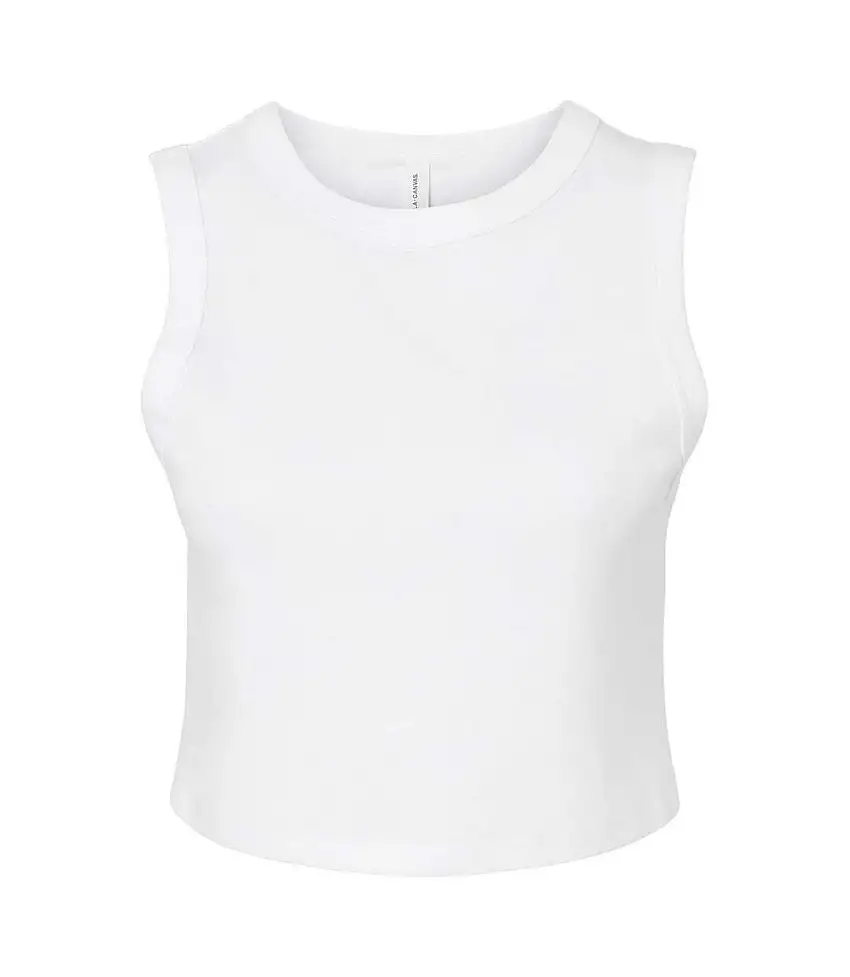 Womens/ladies Muscles Micro-rib Tank Top Solid White Bella + Canvas