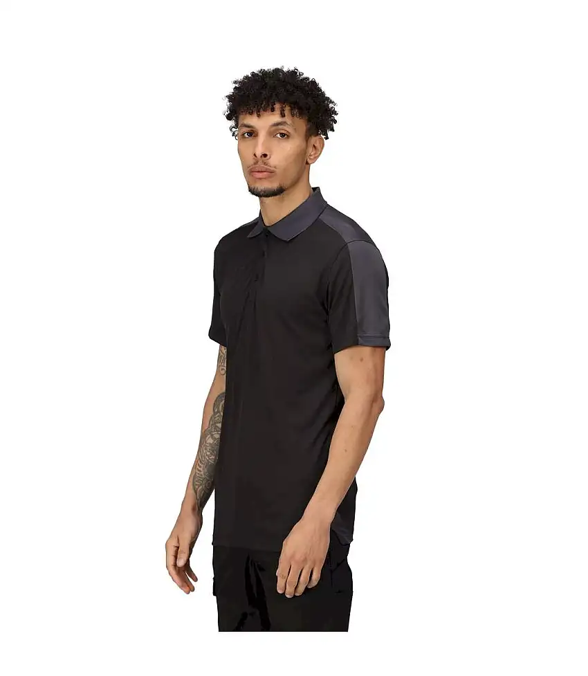 Regatta Contrast Coolweave Pique Polo Shirt (Black/Seal Grey) - UTPC3304