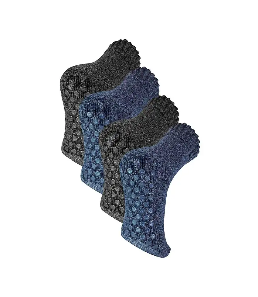 4 Pack Mens Warm Merino Wool Slipper Socks for Indoors