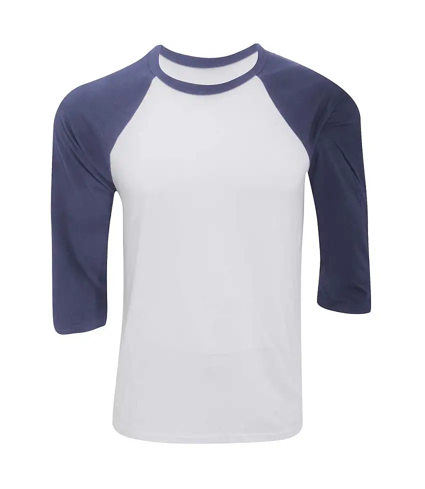 Canvas Mens 3/4 Sleeve Baseball T-Shirt (White/Denim) - UTBC1332