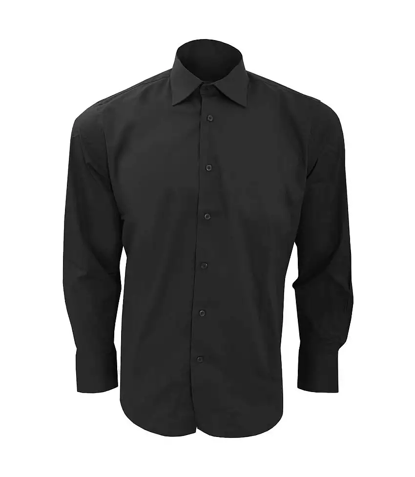 Mens Brighton Long Sleeve Fitted Work Shirt Black SOLS