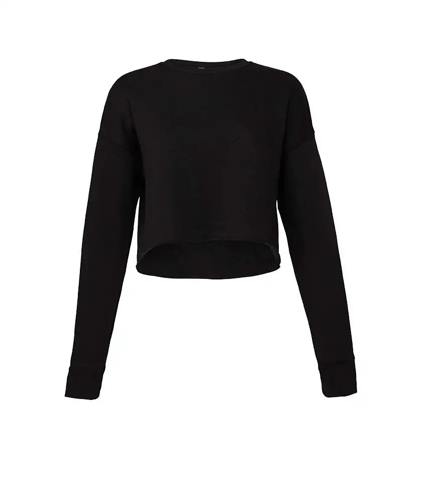 Womens/ladies Cropped Fleece Top Black Bella + Canvas