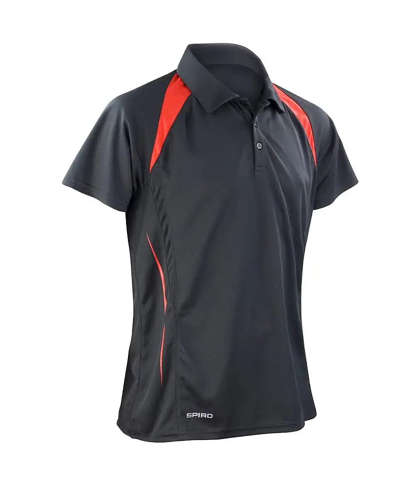 Mens Team Spirit Polo Shirt Black Red Spiro