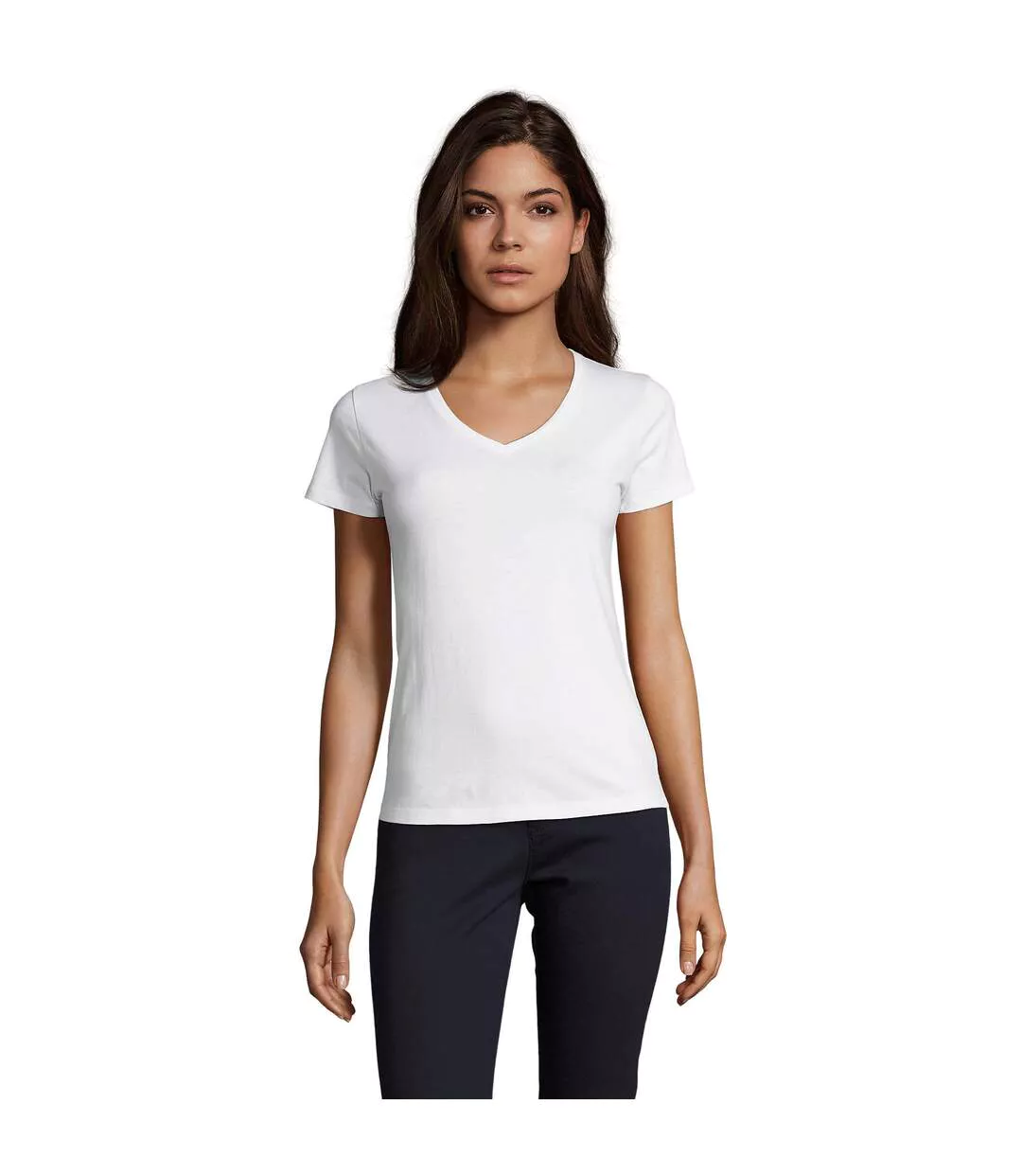 Womens/ladies Imperial V Neck T-shirt White SOLS
