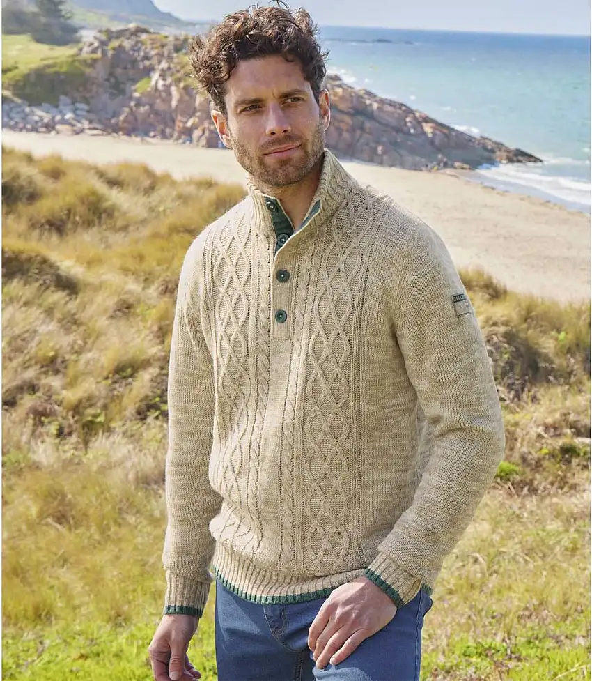 Men's Beige Mottled Jumper