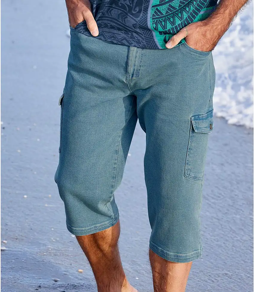 Men's Blue Stretchy Cropped Jeans