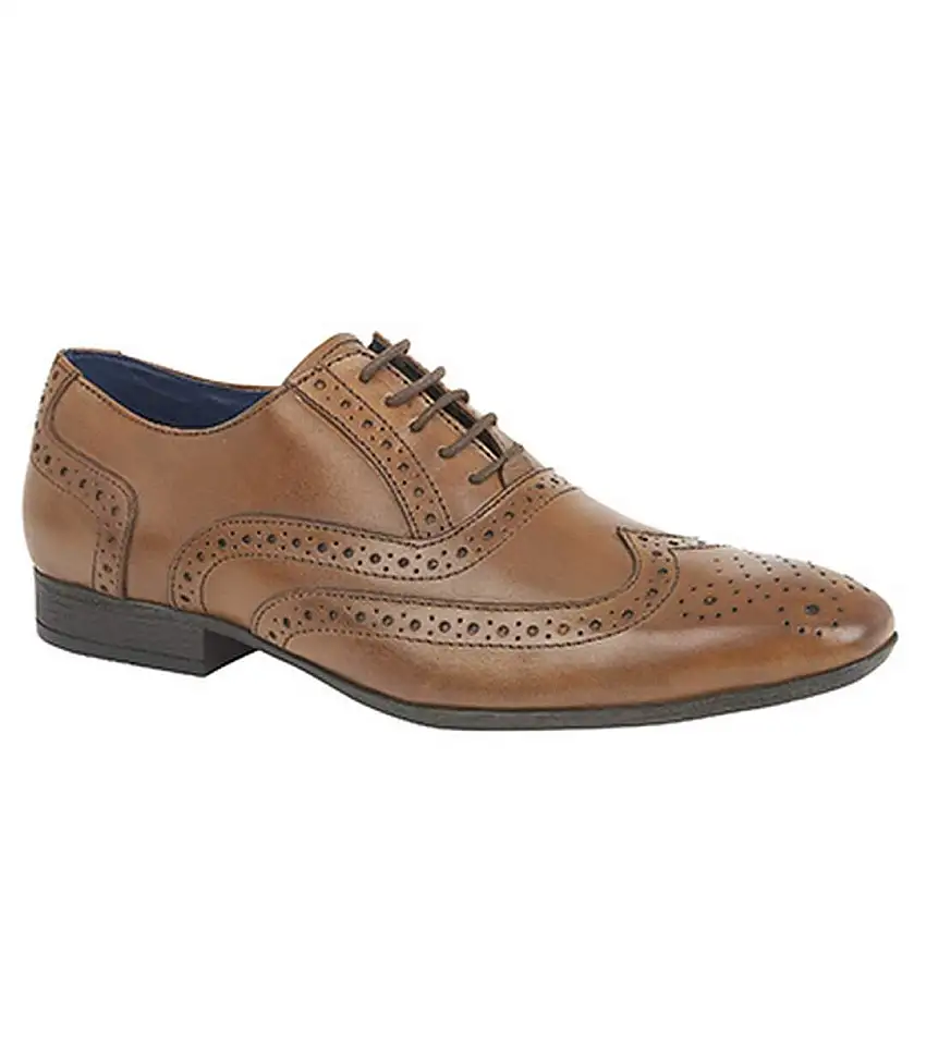 Route 21 Mens 5 Eye Brogue Oxford Shoes (Tan) - UTDF1172