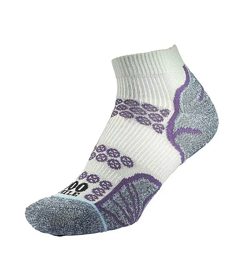 Womens/ladies Lite Recycled Ankle Socks Silver Purple 1000 Mile
