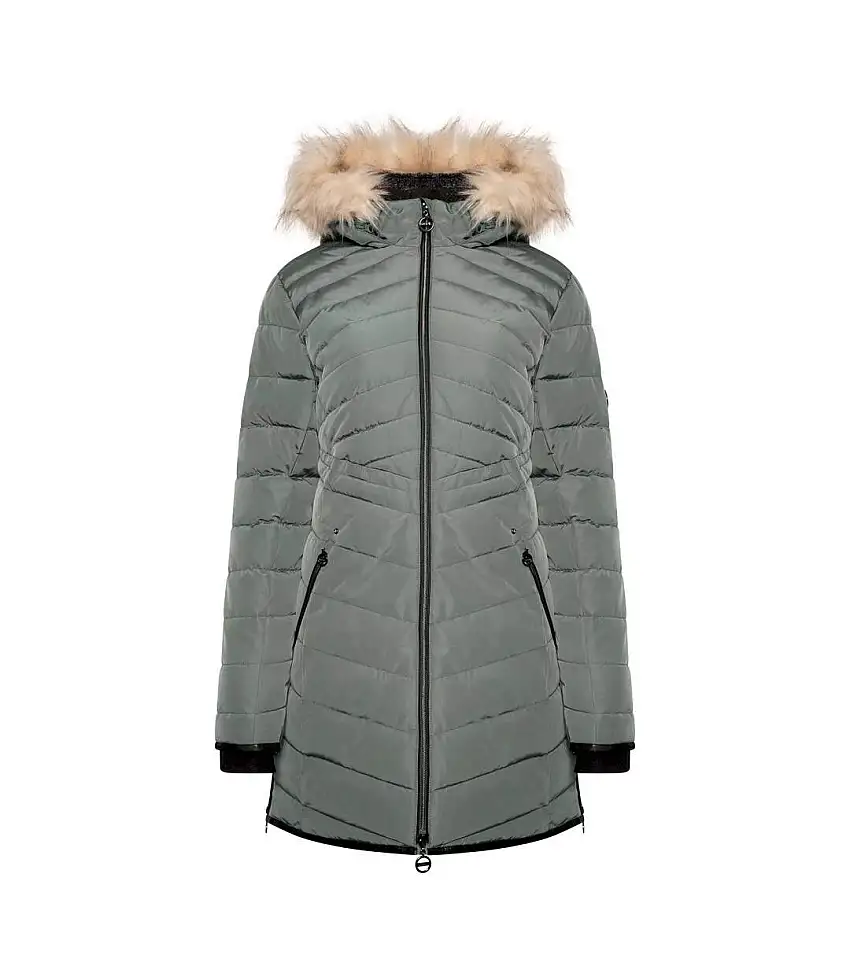 Womens/ladies Striking Iii Long Length Padded Jacket Duck Green Dare 2B