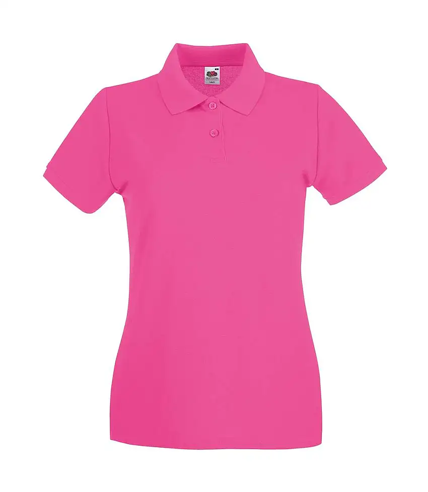 Womens/ladies Premium Polo Shirt Fuchsia Fruit Of The Loom