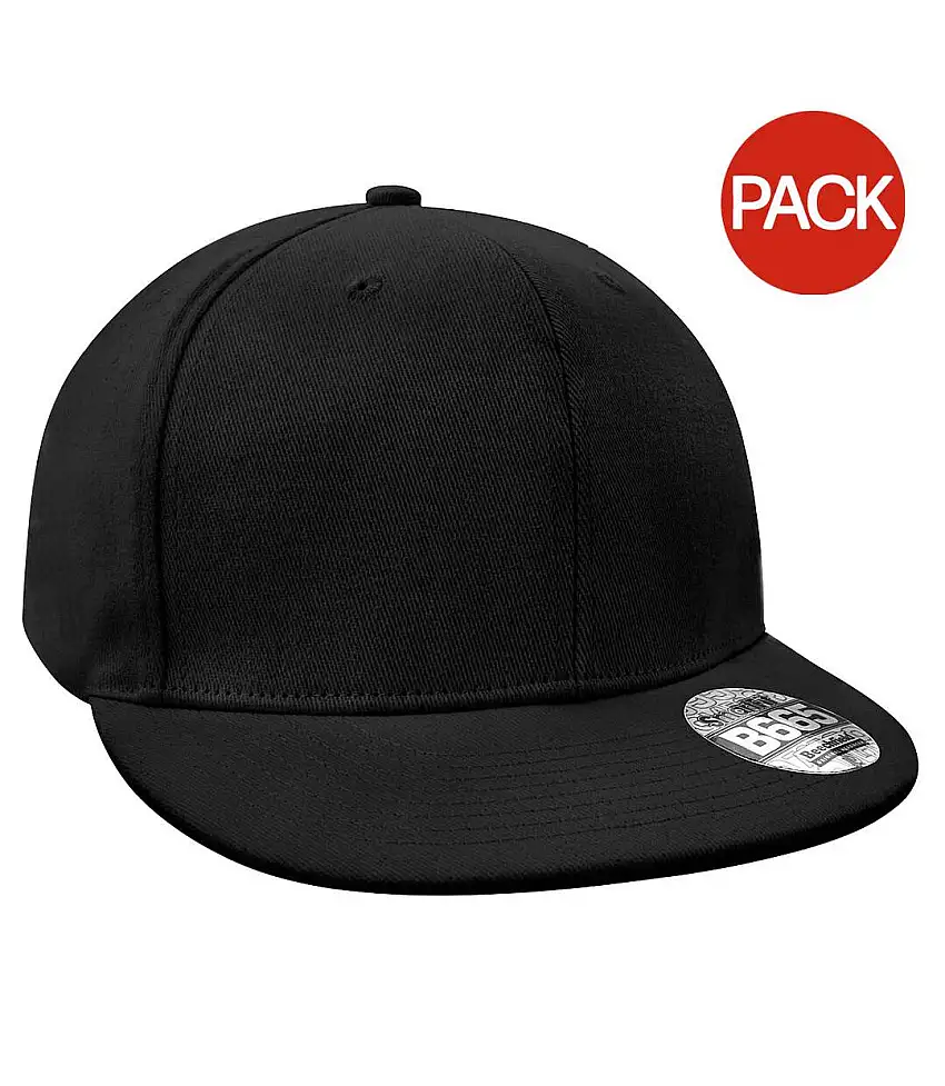 Beechfield Mens Flat Peak Rapper Cap (Pack of 2) (Black) - UTRW6737