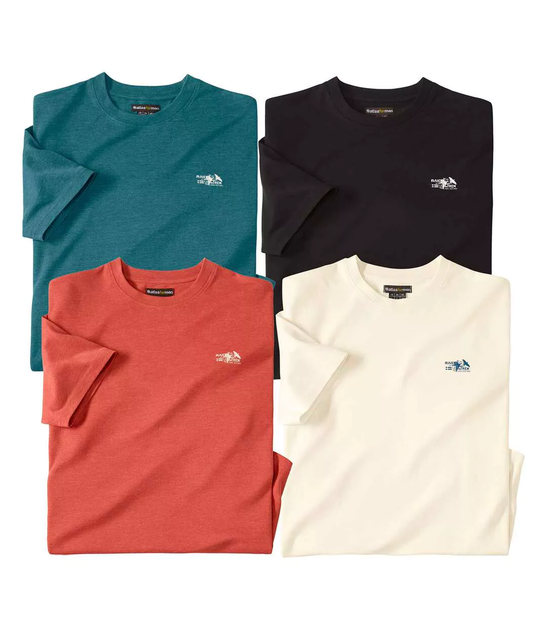 Pack of 4 Men's Plain T-Shirts - Ecru Blue Terracotta Black