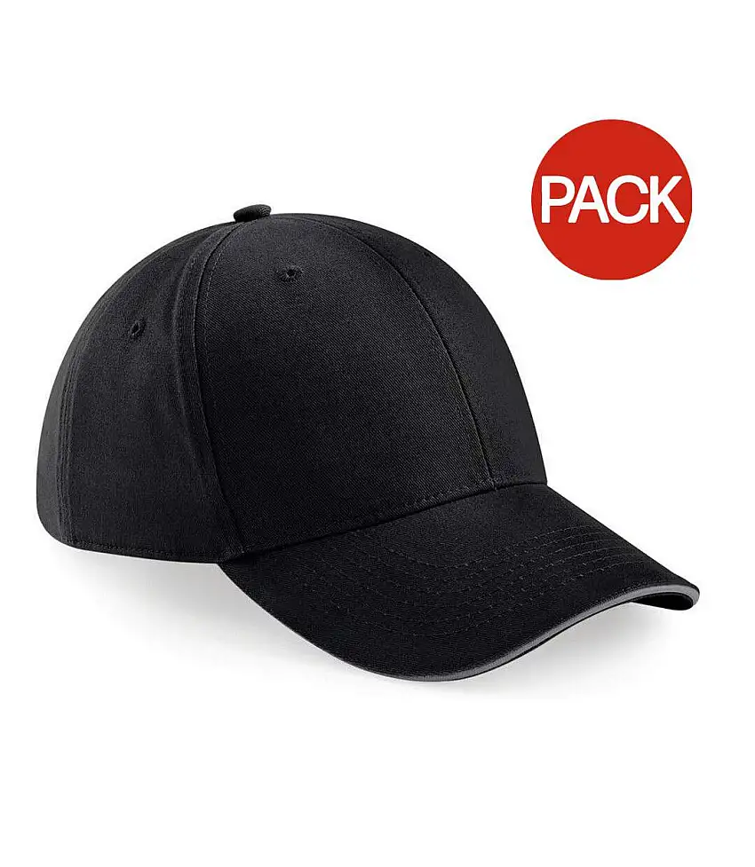 Beechfield Adults Unisex Athleisure Cotton Baseball Cap (Pack of 2) (Black/Graphite) - UTBC4243