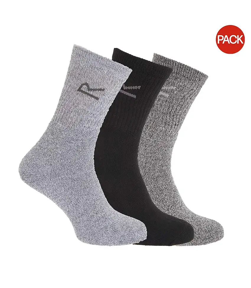Regatta Great Outdoors Mens Cotton Rich Casual Socks (Pack Of 3) (Grey Marl) - UTRG786