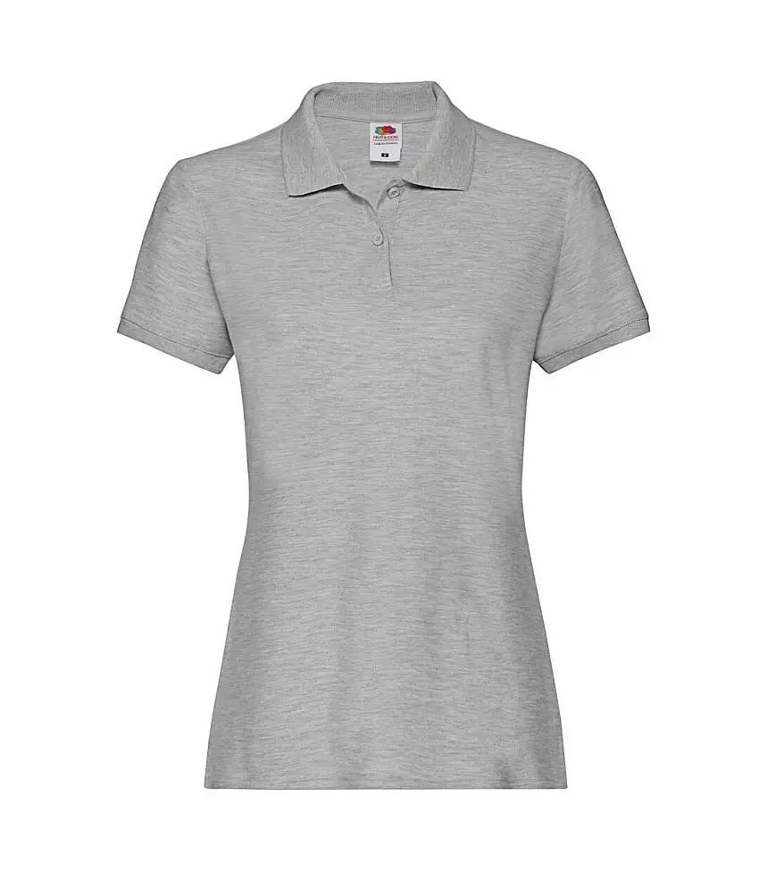 Womens/ladies Premium Plain Polo Shirt Athletic Heather Fruit Of The Loom