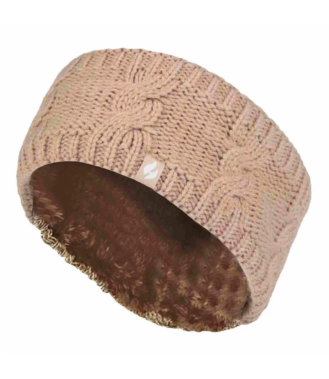 Ladies Cable Knitted Fleece Lined Thermal Winter Ear Warmer Headband
