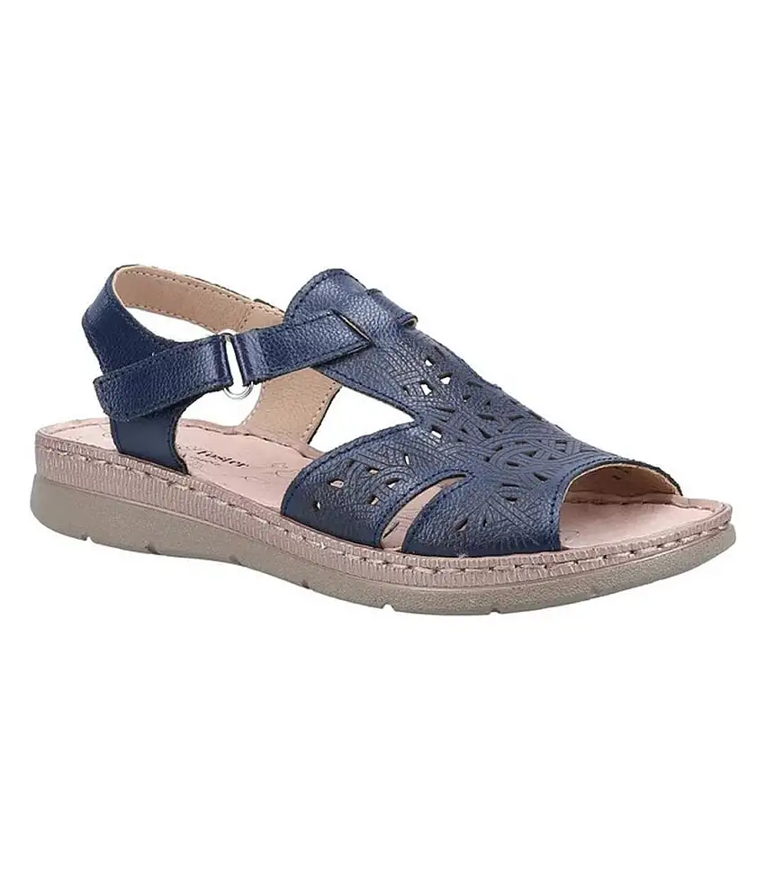 Womens/ladies Ruth Leather Sandals Navy Fleet & Foster