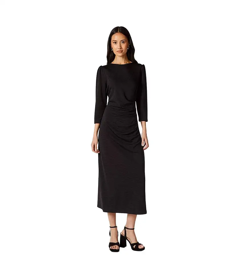 Womens/ladies Textured Jersey Front Seam Detail Midi Dress Black Principles