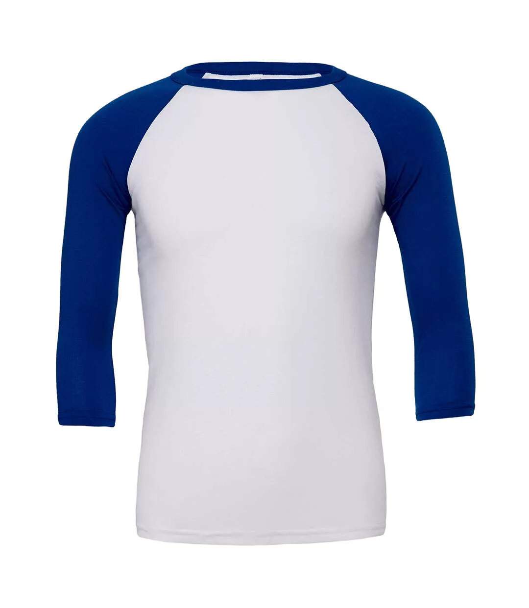 Unisex Adult Triblend 3/4 Sleeve Baseball T-shirt White True Royal Bella + Canvas