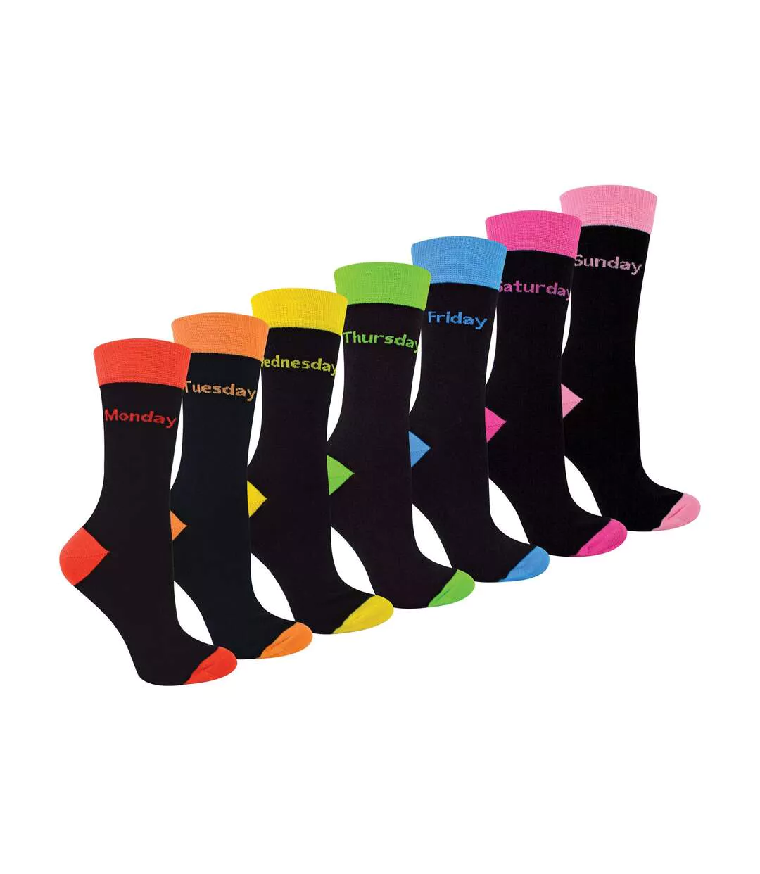7 Pack Ladies Days Of The Week Socks | Black Novelty Dress Socks
