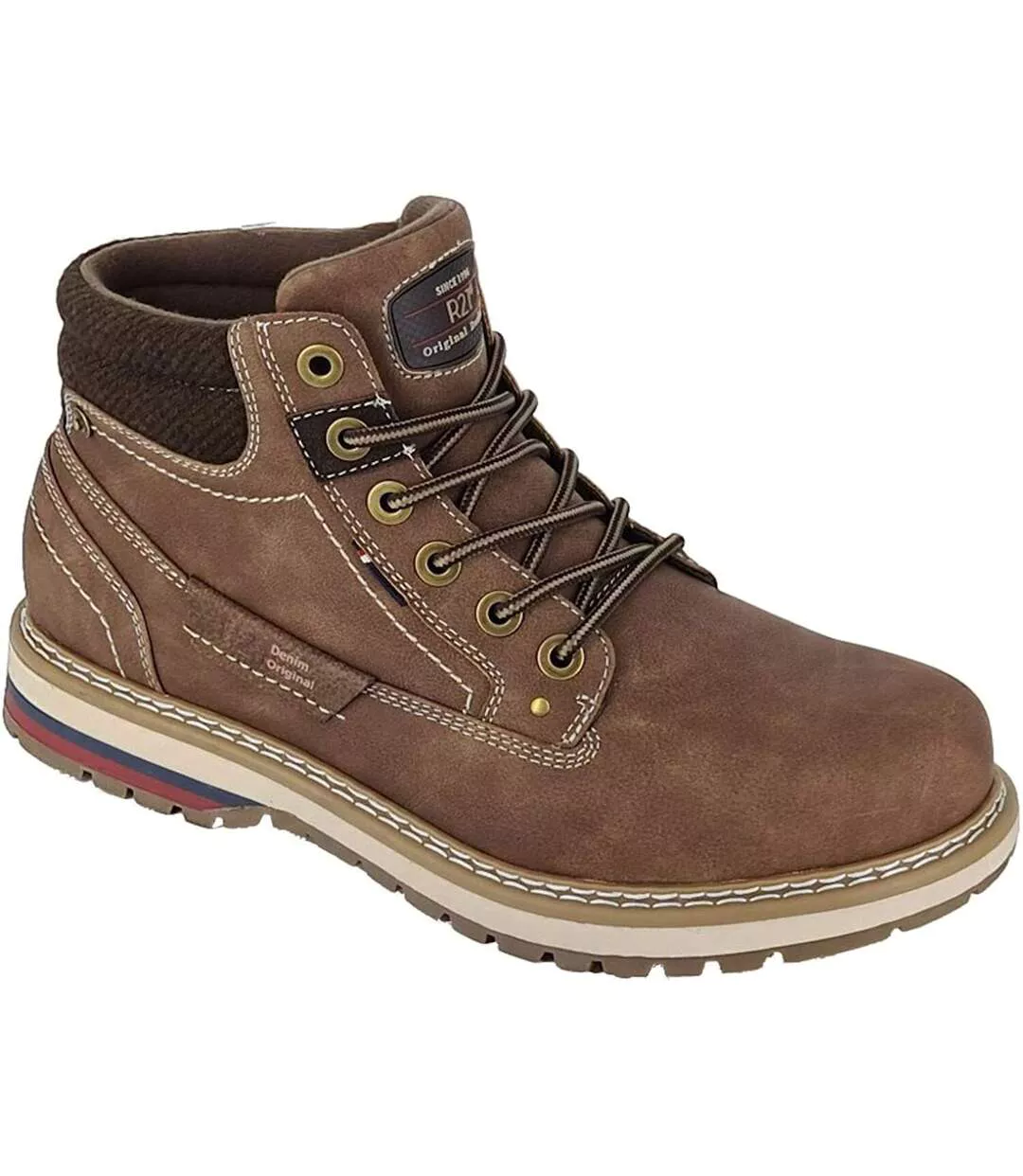 Mens Eyelets Ankle Boots Brown Route 21