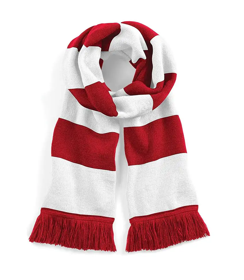 Adults Unisex Varsity Scarf One Size Classic Red White Beechfield