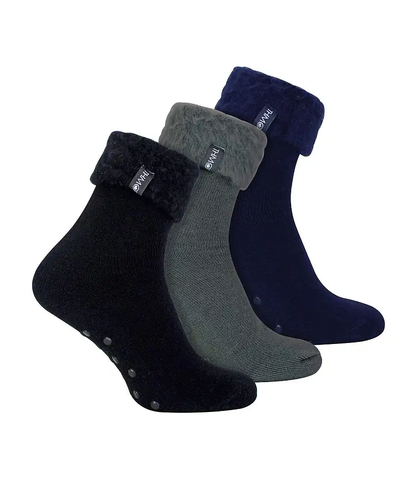 3 Pack Mens Soft Fleece Lined Slipper Bed Socks