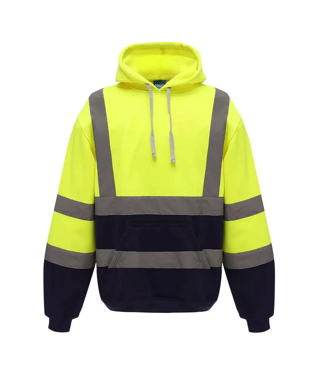 Mens Hi-vis Hoodie Yellow Navy Yoko