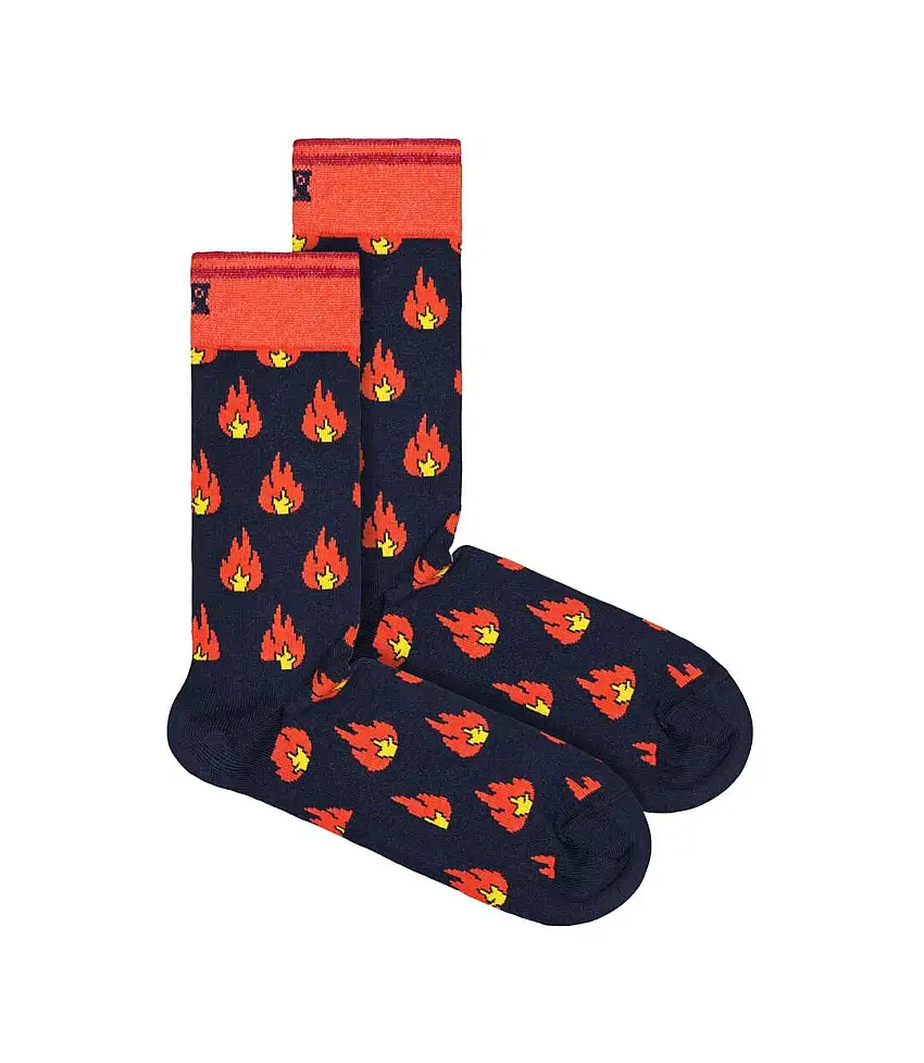 1 Pack Unisex Cotton Navy Flames Design Socks