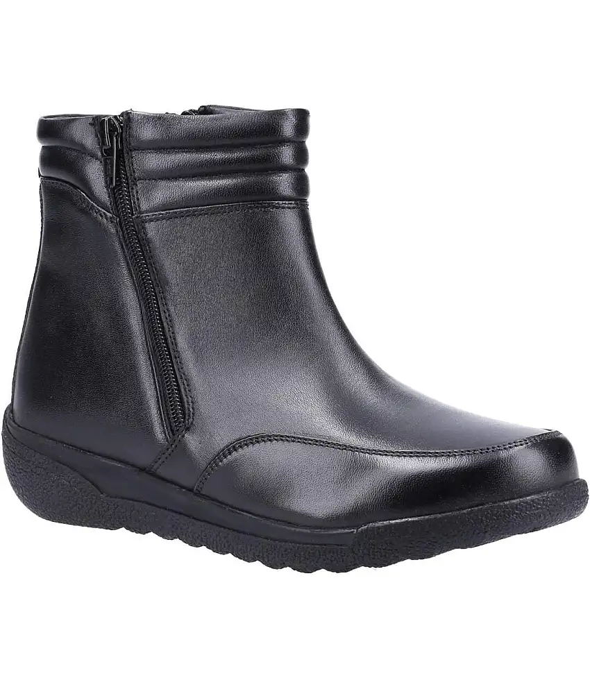 Womens/ladies Morocco Twin Zip Leather Ankle Boots Black Fleet & Foster