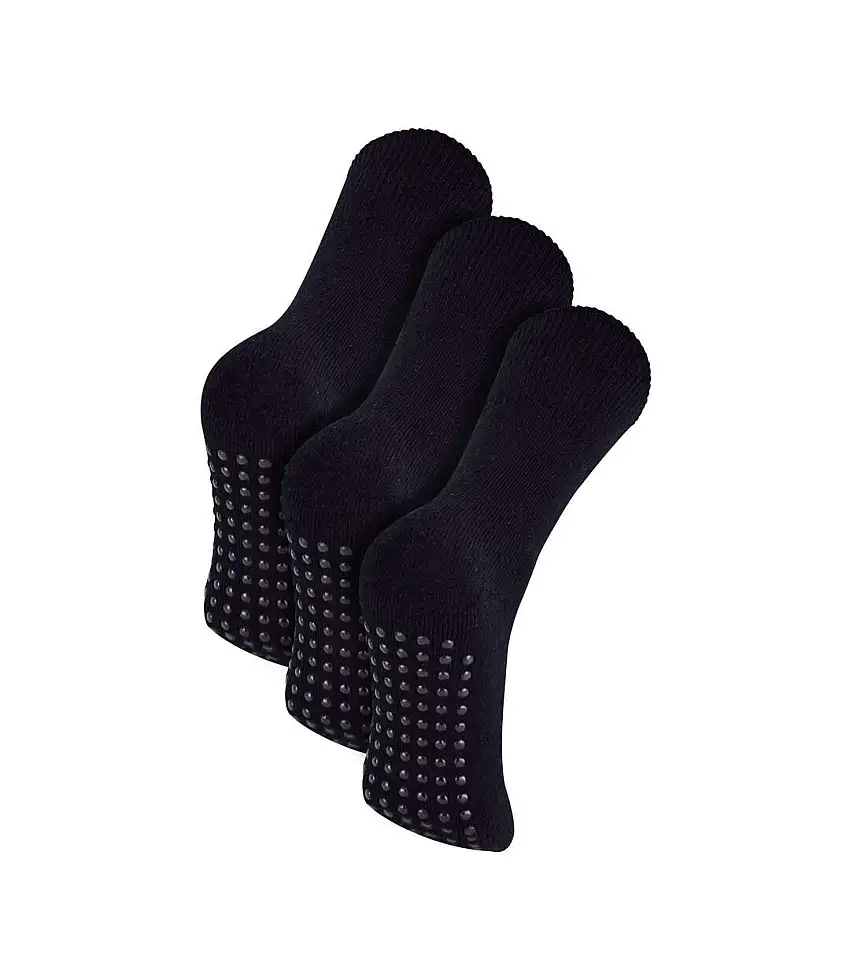 3 Pairs Unisex Multipack Anti-Slip Bamboo Slipper Socks with Grippers