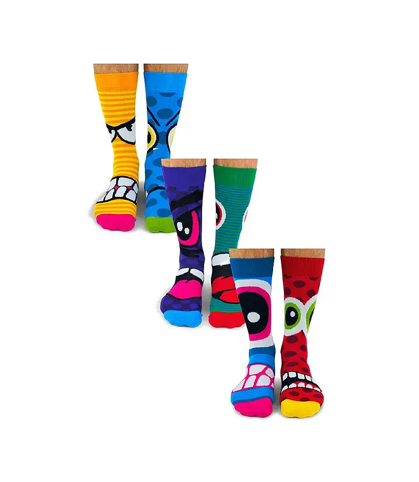 6 Pack Mens Stress Heads Novelty Odd Socks in Gift Box
