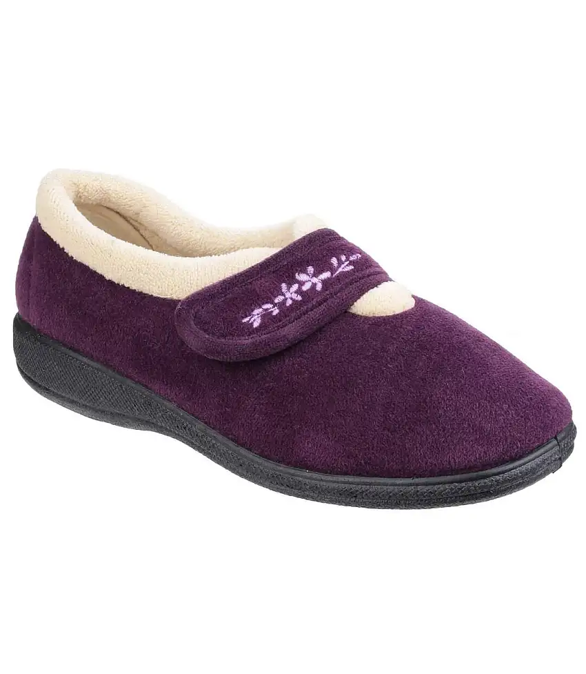 Fleet & Foster Womens/Ladies Capa Floral Touch Fasten Slippers (Plum) - UTFS4003
