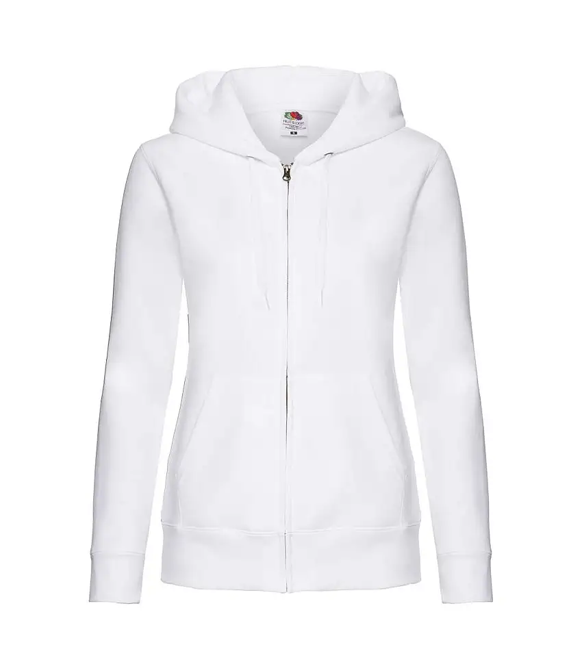 Womens/ladies Premium Hooded Lady Fit Hoodie White Fruit Of The Loom