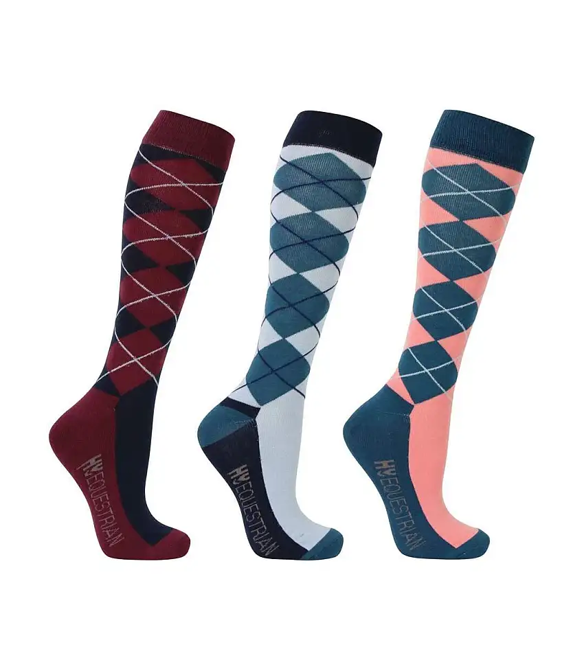 Womens/ladies Synergy Argyle Boot Socks Multicoloured Hy
