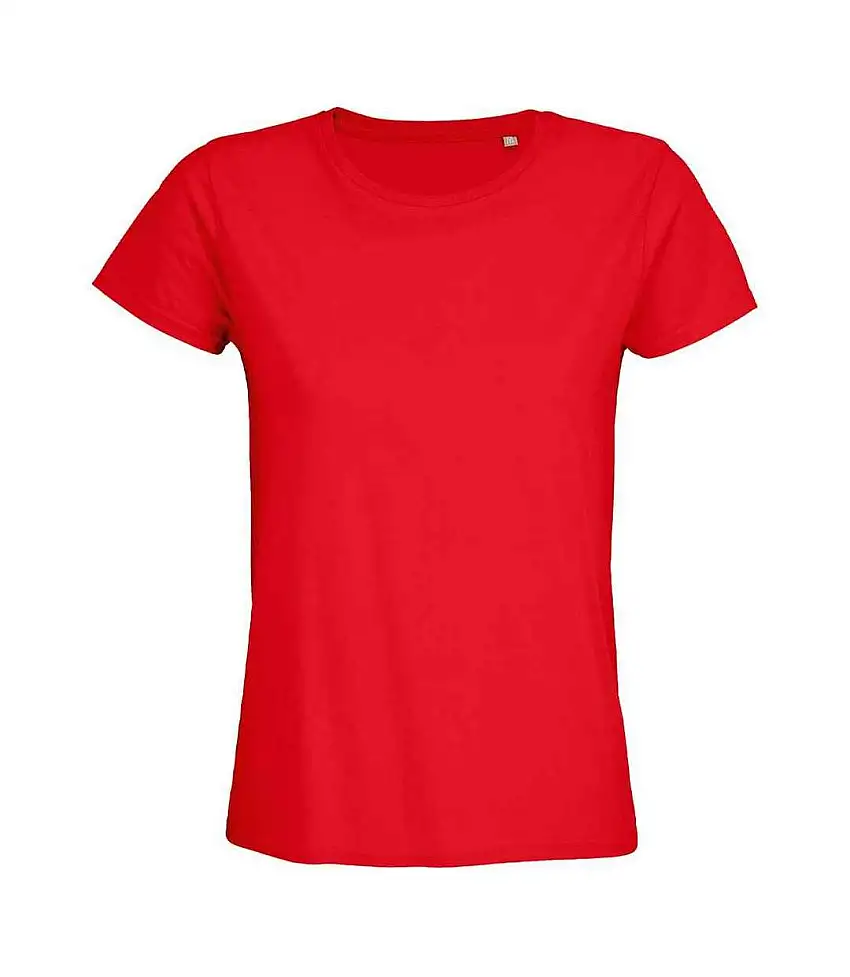 Womens/ladies Pioneer Organic T-shirt Bright Red SOLS